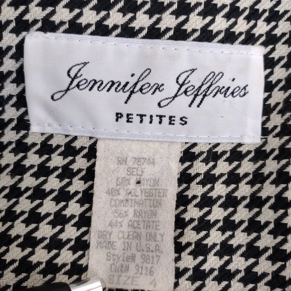 Vintage 1980s Black and Tan Houndstooth Tailored Button Down Jacket 4P - Picture 11 of 11